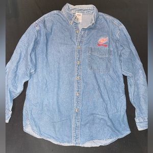 Vintage Detroit Red Wings Denim Button down (Large)